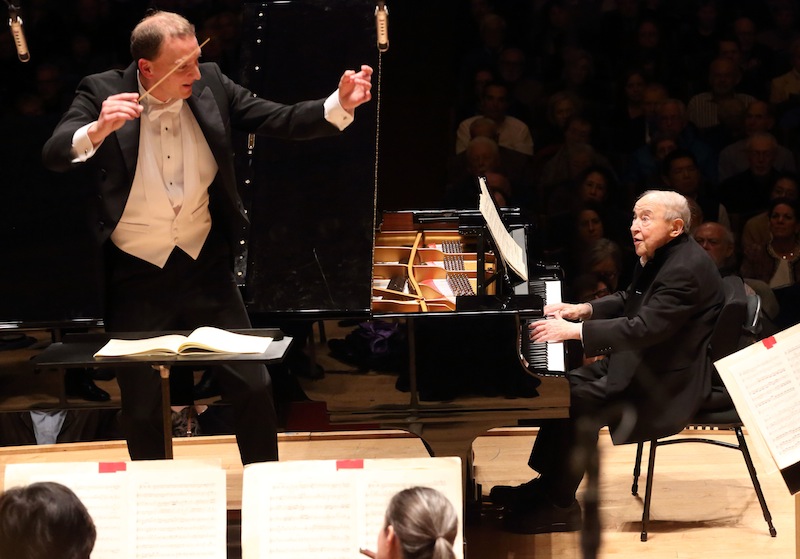 Menahem Pressler performed Mozart's Piano Concerto No. 27 with Moritz Gnann and the BSO Tuesday night. PhotoL Hilary Scott