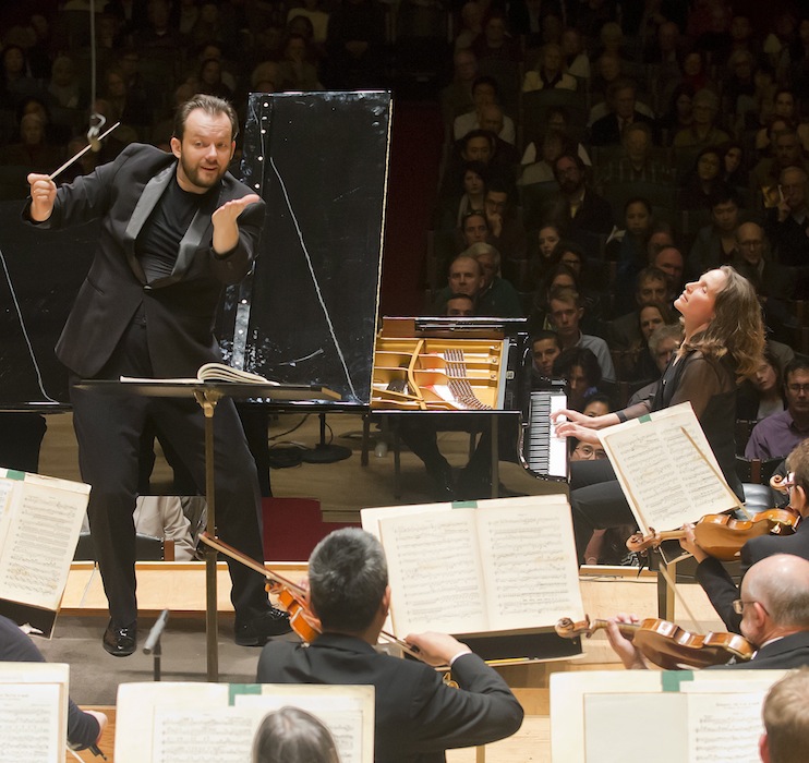 Hélène Grimaud performed Brahms' Piano Concerto No. 1 with Andris Nelsons and the BSO Tuesday night. Photo: Winslow Townson 