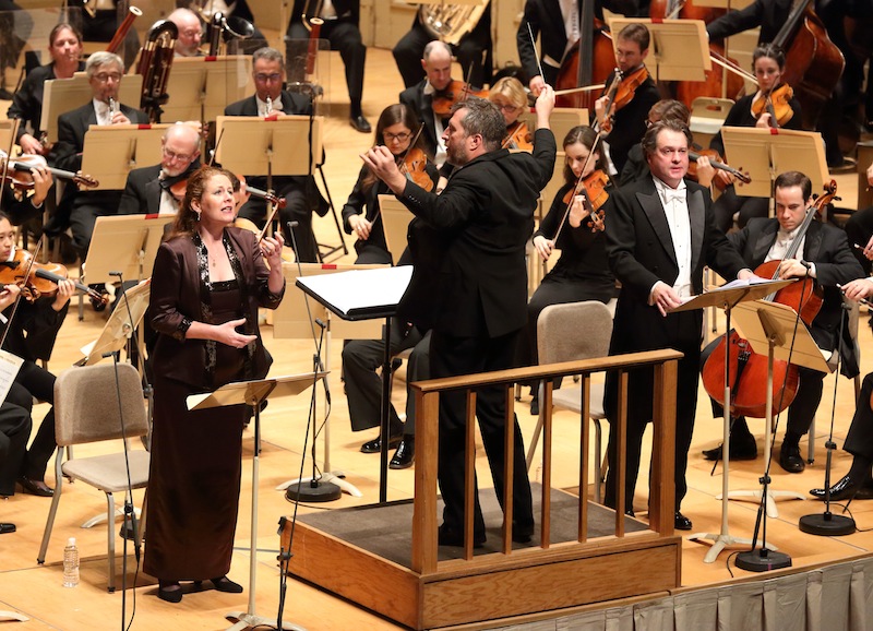 Thomas Adès leads the BSO in his "Totentanz," featuring soloists Christianne Stotijn and Mark Stone. Photo: Hilary Scott