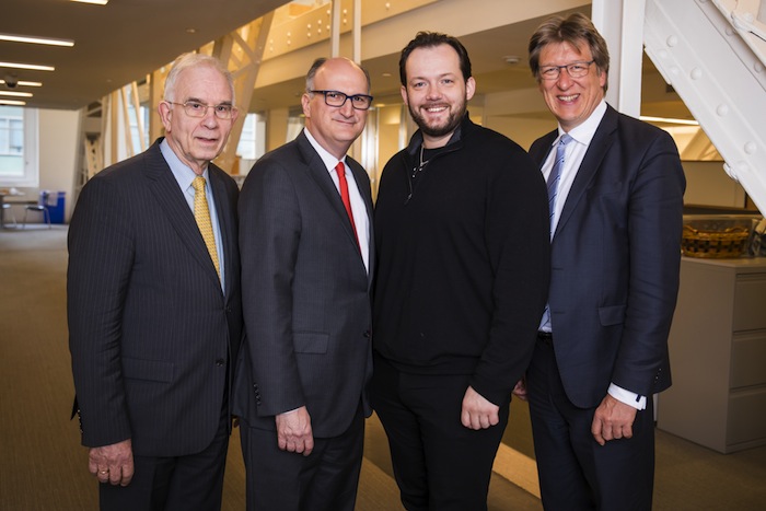 Christoph Wolff, Mark Volpe, Andris Nelsons, and Andreas Schulz this week at Carnegie Hall. Photo: Chris Lee