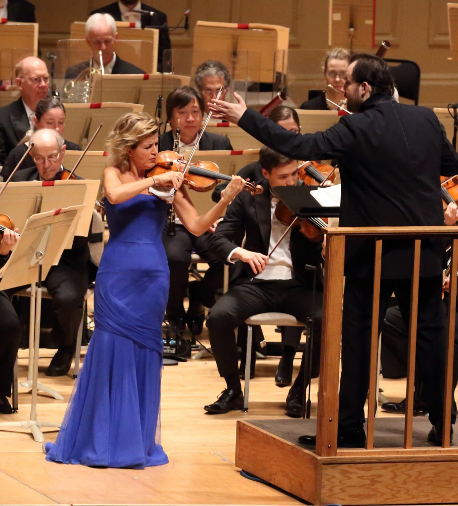 Anne-Sophie Mutter performed music of Takemitsu and Tchaikovsky with Andris Nelsons and the Boston Symphony Orchestra Thursday night. Photo: Hilary Scott