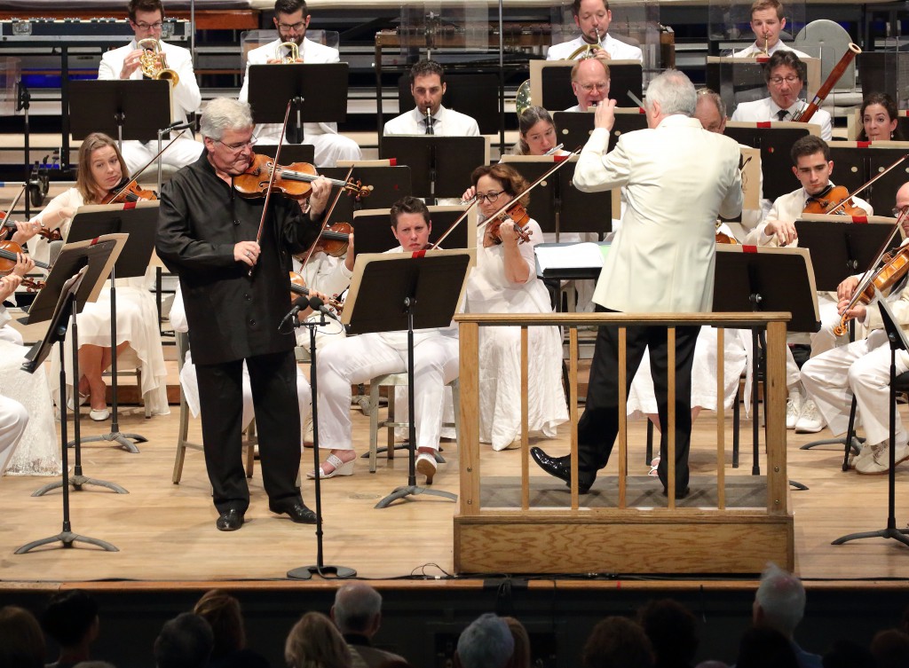 PInchas Zukerman performed Beethoven's Violin Concerto with Bramwell Tovey leading the Boston Symphony Orchestra Sunday at Tangelewood. Photo: Hilary Scott