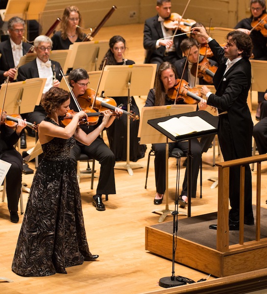 Hilary Hahn performed Dvořák's Violin Concerto with conductor Gustavo Gimeno conducting the BSO Thursday night. Photo:  Robert Torres