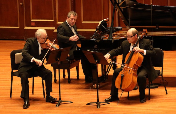 Thomas Ades performed Schubert's "Notturno" with concertmaster Malcolm Lowe and cellist Sato Knudsen in the Boston Symphony Chamber Players concert Sunday afternoon at Jordan Hall. Photo: Hilary Scott