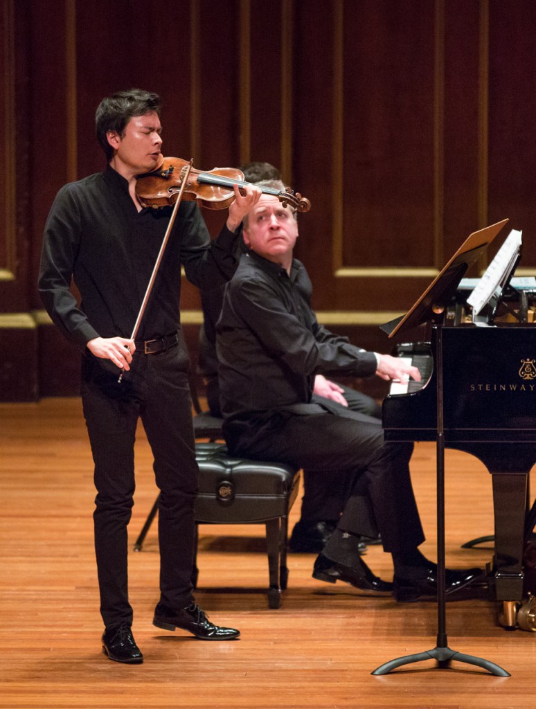 Stefan Jackiw and Jeremy Denk performed Charles Ives' complete violin sonatas Friday night at Jordan Hall. Photo: Robert Torres