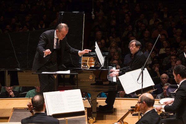 Pierre-Laurent Aimard joined Francois-Xavier Roth and the Boston Symphony Orchestra for Bartok's Piano Concerto No. 1 Thursday night at Symphony Hall. Photo: Robert Torres