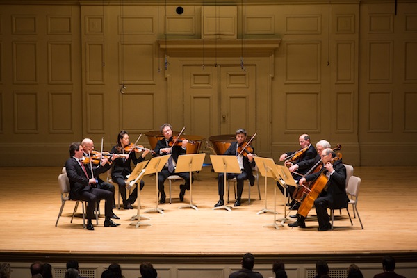 Members of the Boston Symphony Orchestra and Leipzig Gewandhaus Orchestra performed Mendelssohn's Octet Sunday at Symphony Hall. Photo: Robert Torres