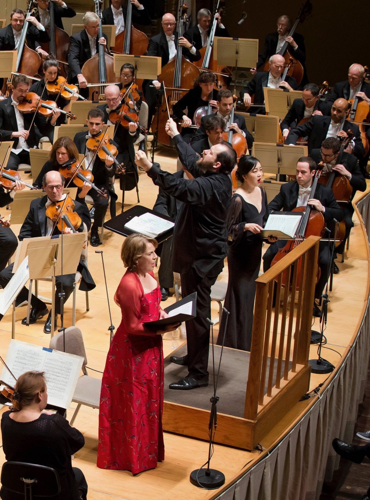 Andris Nelsons conducted the Boston Symphony Orchestra in Mahler's Symphony No. 2 with soloists Bernarda Fink and Ying Fang Thursday night. Photo: Winslow Townson