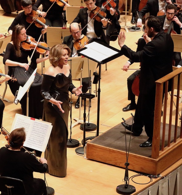 Renee Fleming performed music from Richard Strauss's "Capriccio" with Andris Nelsons learning and Boston Symphony Orchestra Thursday night at Symphony Hall. Photo: Hilary Scott