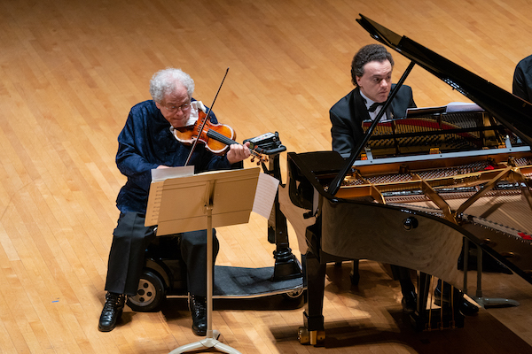 Itzhak Perlman and Evgeny Kissin performed Monday night at Symphony Hall for the Celebrity Series. Photo: Robert Torres