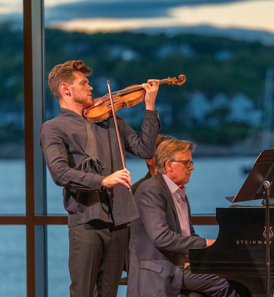Violinist Blake Pouliot and pianist Stephen Prutsman performed at the opening concert of the Rockport Chamber Music Festival Friday night. Photo; Michael Lutch 
